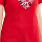 Karen Scott Women's Cotton Embellished Heart Top Bright Red Size Small