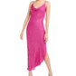 Bar III Women's Leopard Print Midi Slip Dress Pink Size Small