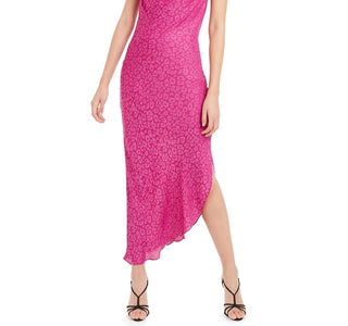Bar III Women's Leopard Print Midi Slip Dress Pink Size Small