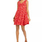 Style & Co Women's Cross Back Printed Dress Red Size Medium