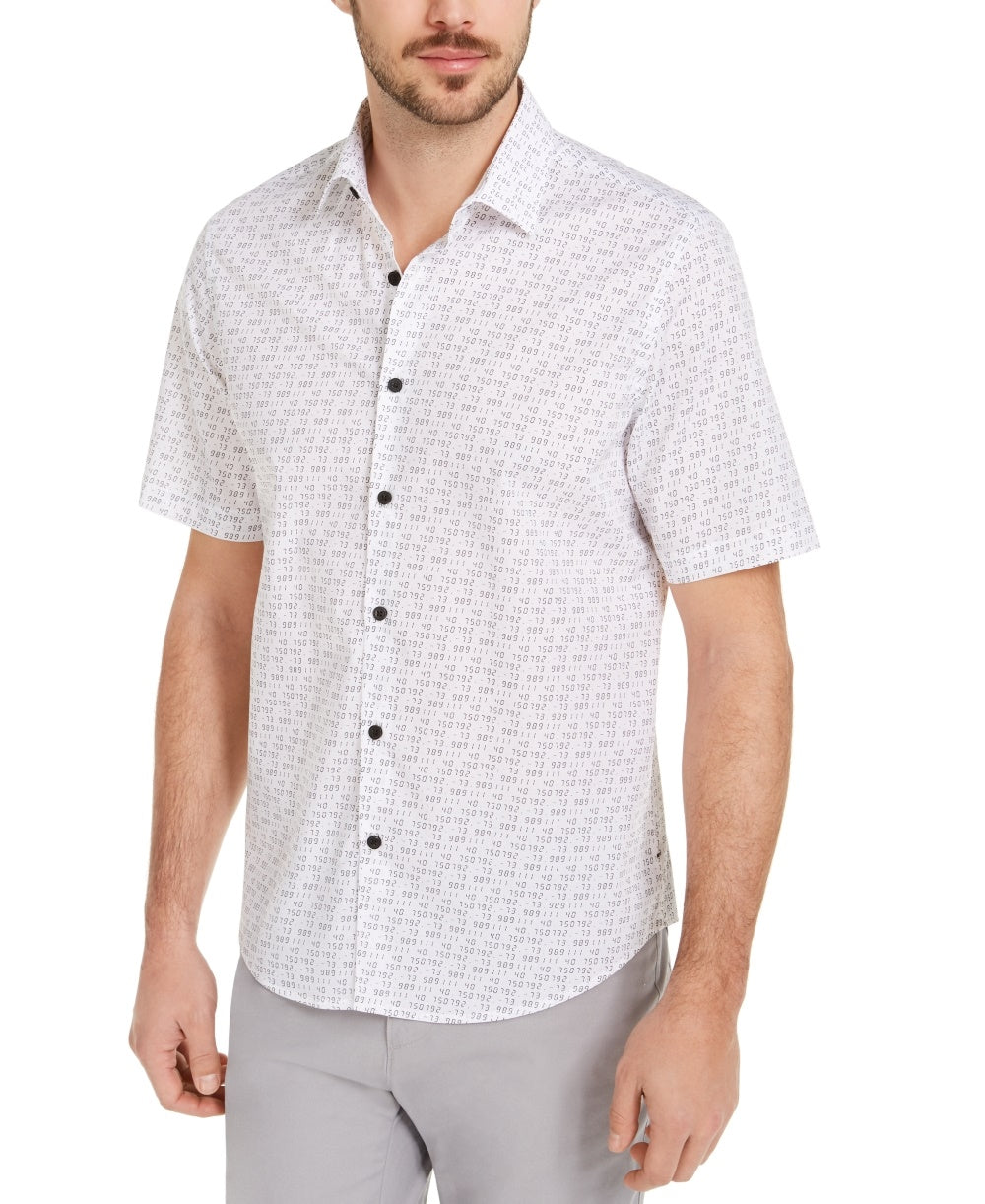 Alfani Men's Number Print Shirt Navy Size Small