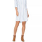 Style & Co Women's Striped Button-Front Linen-Blend Shirtdress Blue Size X-Small