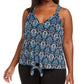 INC International Concepts Women's Plus Size Printed Tie-Front Top Black size 0X