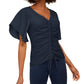 INC International Concepts Women's Ruched Front Top Navy Size Petite Small