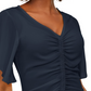 INC International Concepts Women's Ruched Front Top Navy Size Petite Small