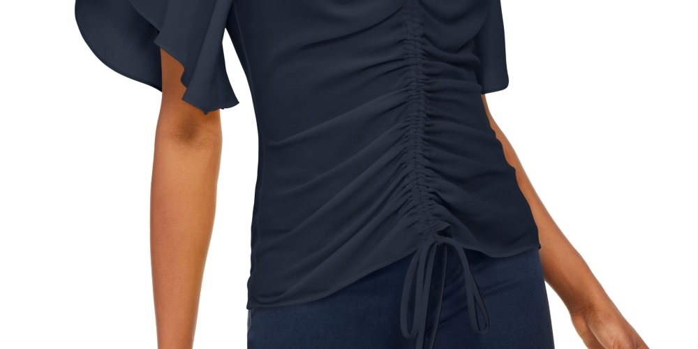 INC International Concepts Women's Ruched Front Top Navy Size Petite Small