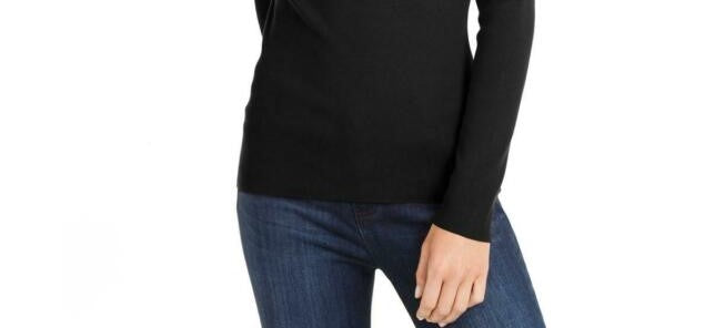 INC International Concepts Women's Twist Off The Shoulder Sweater Black Size X-Small