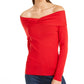 INC International Concepts Women's Twist Off The Shoulder Sweater Red Size X-Small