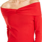INC International Concepts Women's Twist Off The Shoulder Sweater Red Size X-Small