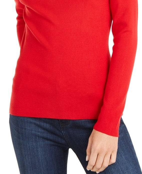 INC International Concepts Women's Twist Off The Shoulder Sweater Red Size X-Small