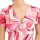 Bar III Women's Printed Smocked Top Red Size Medium