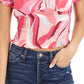 Bar III Women's Printed Smocked Top Red Size Medium