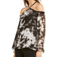 INC International Concepts Women's Tie Dyed Cold Shoulder Top Black Size X-Small