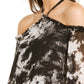 INC International Concepts Women's Tie Dyed Cold Shoulder Top Black Size X-Small