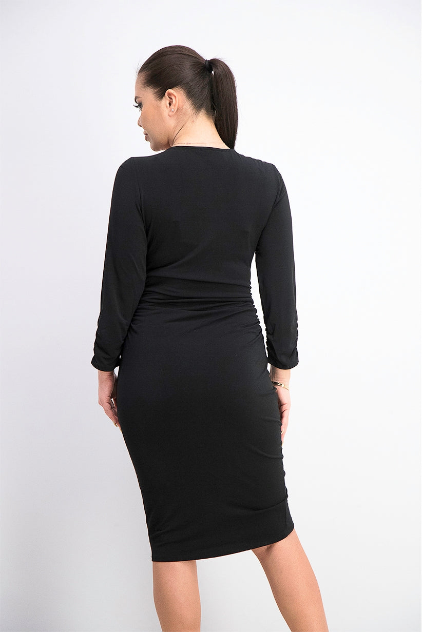 INC International Concepts Women's Smocked Asymmetrical Midi Dress Black Size Large