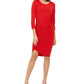 INC International Concepts Women's Asymmetric Smocked Midi Dress Red Size Large