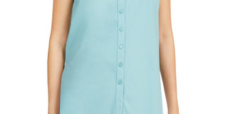 Alfani Women's Sleeveless Knit Button-Front Tunic Green Size XX-Large