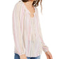 INC International Concepts Women's Striped Peasant Top Pink Size Medium