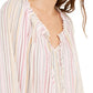 INC International Concepts Women's Striped Peasant Top Pink Size Medium