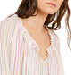 INC International Concepts Women's Striped Peasant Top Pink Size X-Small