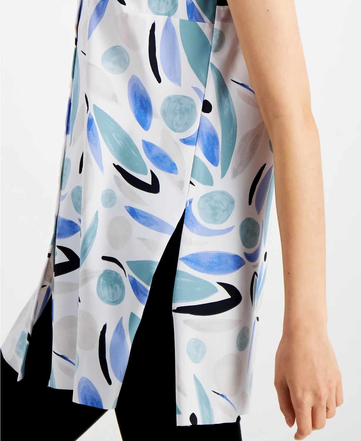 Alfani Women's Printed Sleeveless Tunic Top Navy Size Small