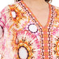 JM Collection Women's Blouse Studded Tie Dye V Neck Pink Size Medium