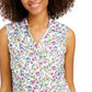 Charter Club Women's Floral-Print Sleeveless Shirt  White Size 18