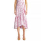 Charter Club Women's Printed Eyelet Ruffled Faux-Wrap Dress Dark Pink Size 16