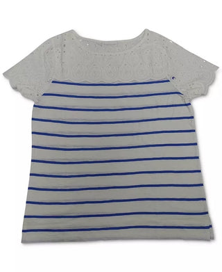 Charter Club Women's Striped T-Shirt  Blue Size XX-Large