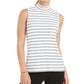 Charter Club Women's Sleeveless Mock Neck Top  White Size Small