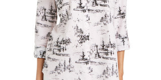 Charter Club Women's Printed Blouse White Size XX-Large