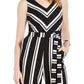 Charter Club Women's Striped Belted Jumpsuit Black Size Large
