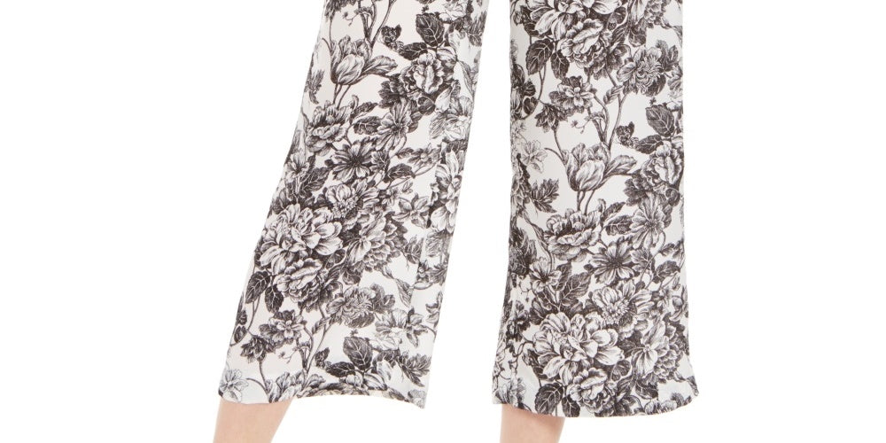 Charter Club Women's Printed Wide Leg Capri Pants  White Size X-Small