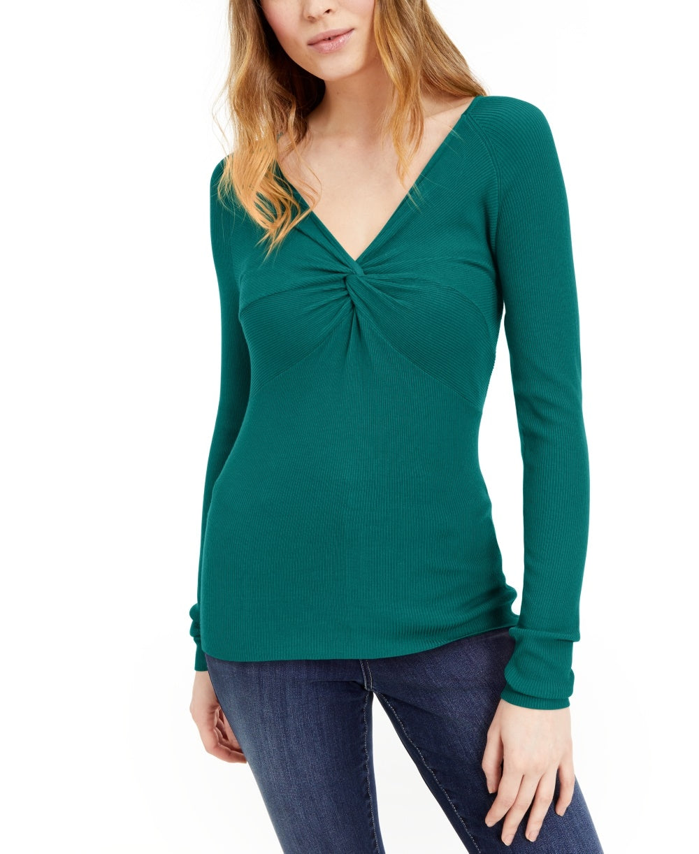 INC International Concepts Women's Twist-Front Sweater Green Size XX Large