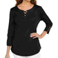 Karen Scott Women's Cotton Lace Up T-Shirt Black Size Small