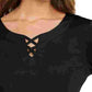 Karen Scott Women's Cotton Lace Up T-Shirt Black Size Small