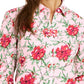 Charter Club Women's Floral Print Button Up Shirt Pink Size Medium