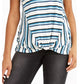 Style & Co Women's Striped Twist Front Top Blue Size X-Large
