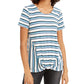 Style & Co Women's Striped Twist-Front Top Blue Size X-Small