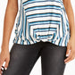 Style & Co Women's Striped Twist-Front Top Blue Size X-Small