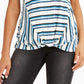 Style & Co Women's Striped Twist Front Top Blue Size XX-Large