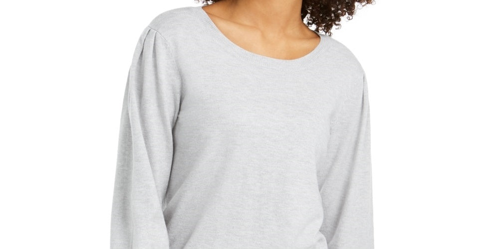 Style & Co Women's Pull Sleeve Blouson Sweater Silver Size Medium