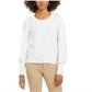 Style & Co Women's Pull Sleeve Blouson Sweater Winter White Size Large