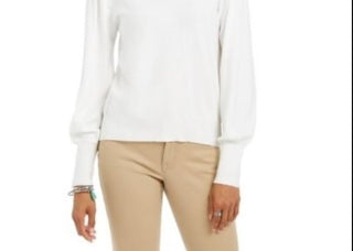 Style & Co Women's Pull Sleeve Blouson Sweater Winter White Size Large