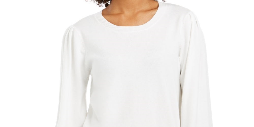 Style & Co Women's Pull Sleeve Blouson Sweater White Size X-Small
