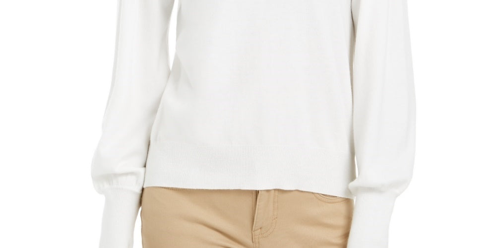 Style & Co Women's Pull Sleeve Blouson Sweater White Size X-Small