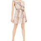 Bar III Women's Ruffled Asymmetrical Neckline Mini Dress Beige Size 2