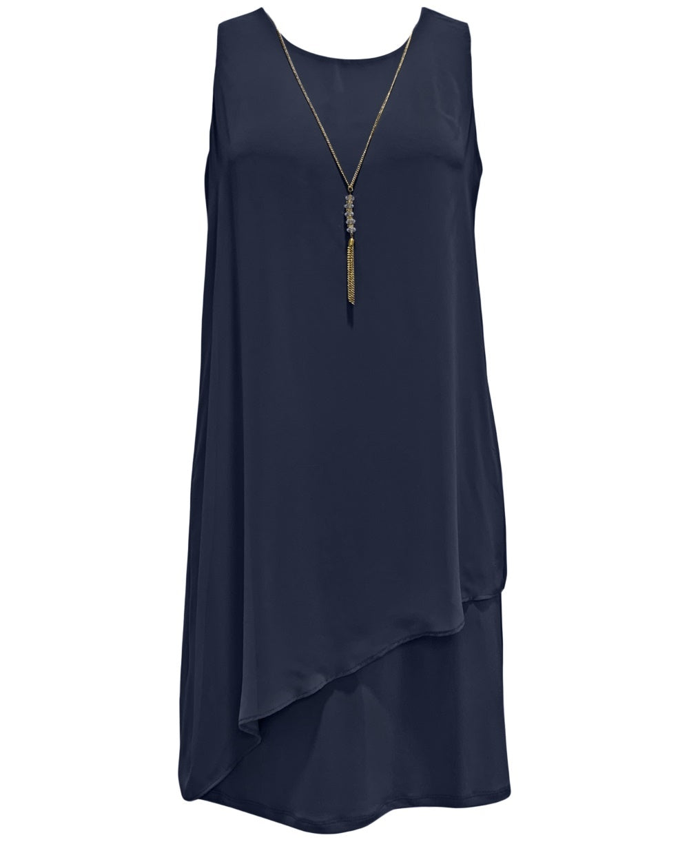 JM Collection Women's Necklace Embellished Sheath Dress Blue Size XX-Large