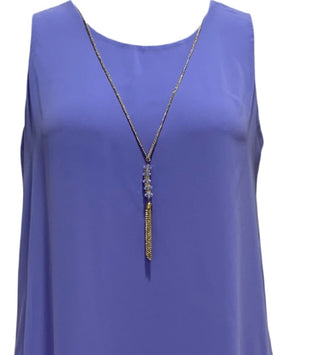 JM Collection Women's Sheath Dress Iris Necklace Overlay Purple Size Large