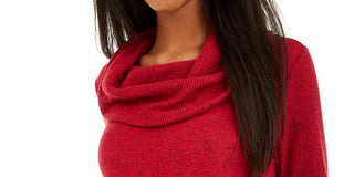 BCX Junior's Textured Cowlneck Twist Front Sweater Red Size X-Large